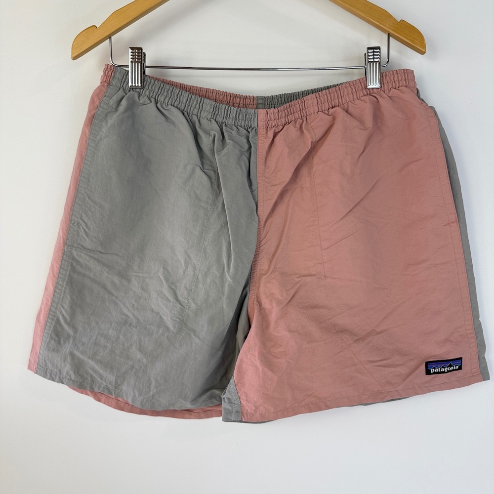 Patagonia Baggies Shorts Men Large Pink Gray Harlequin Sunfade 5" Inseam 13258